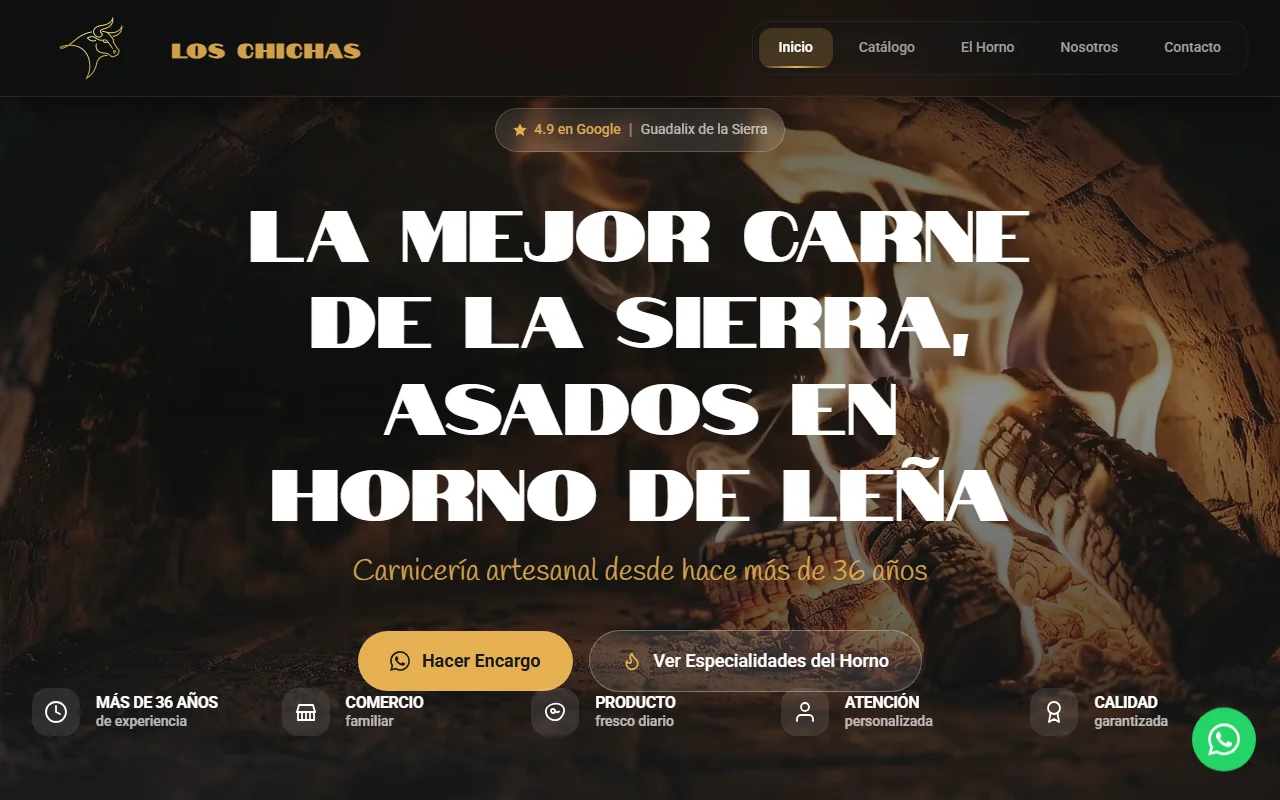 Captura del proyecto de Carnicería Los Chichas
